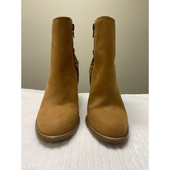 ANTHROPOLOGIE MISS ALBRIGHT Strappy Back, Laser Cut Leather Boots, Sz 7B - Picture 5 of 10